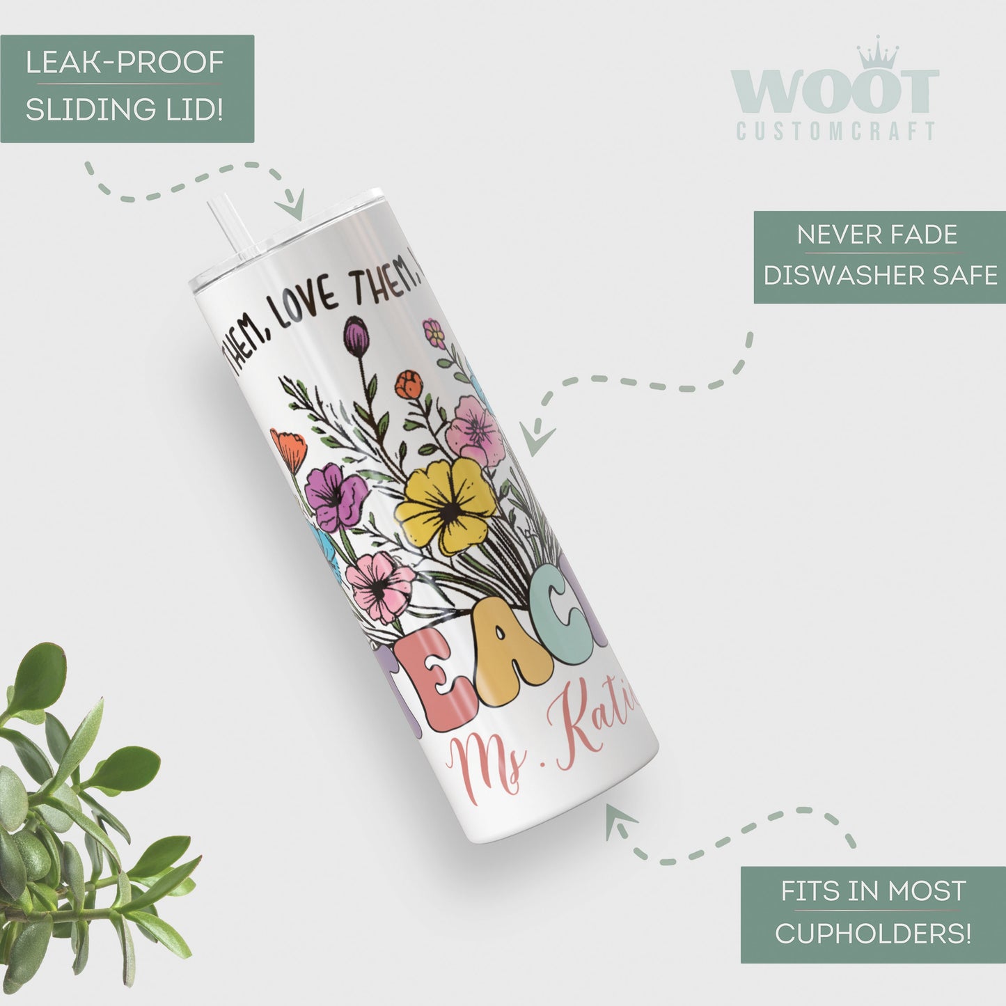 Personalized Floral Wildflower Tumbler - Teacher Appreciation Gift