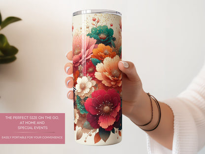 Personalized Dahlia Floral Tumbler - Custom Spring Drinkware for Moms