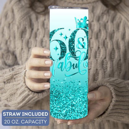 Personalized 60th Birthday Tumbler - Fabulous Sixty Travel Cup Gift for Her