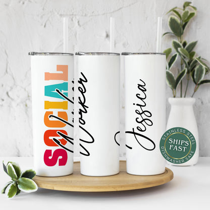 Personalized Social Worker Tumbler - Custom Travel Cup Gift for Social Workers