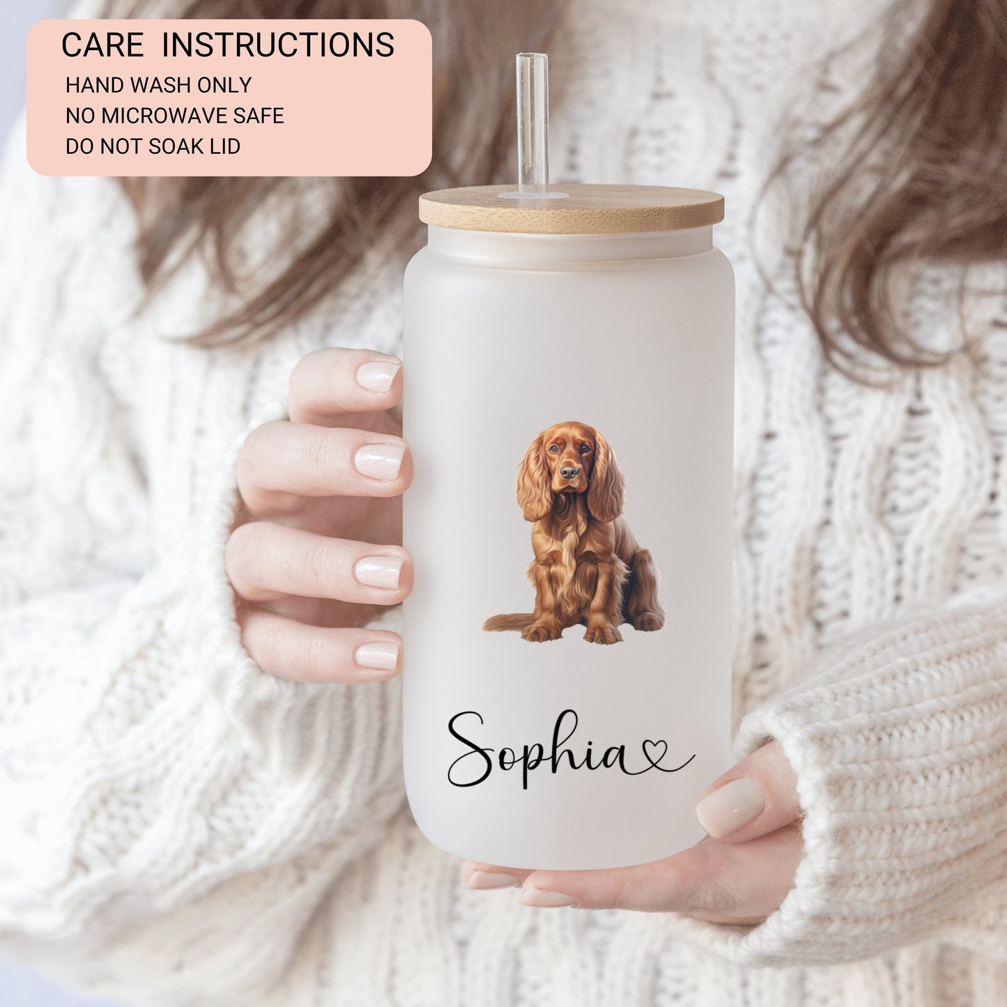 Personalized Dog Frosted Glass Tumbler - Custom Iced Coffee Cup for Dog Lovers