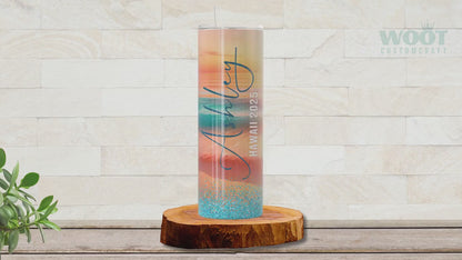 Personalized Sunset Beach Tumbler - Gift for Family Vacations and Bachelorette Trips