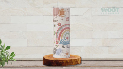 Personalized Retro Teacher Tumbler with Name - Thank You Gift for Teacher Appreciation