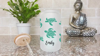 Personalized Sea Turtle Coffee Tumbler - Custom Iced Coffee Cup | Unique Gift for Turtle Lovers