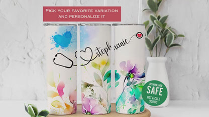 Personalized Nurse Tumbler with Stethoscope Design - Nurse Appreciation Gift & Travel Mug