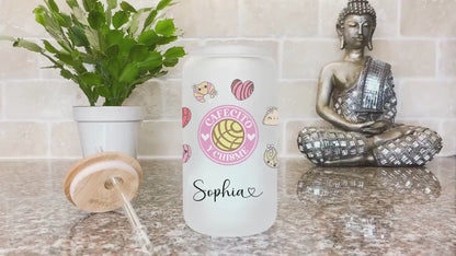 Personalized Cafecito Y Chisme Glass Tumbler - Cute Coffee Cup for Concha Lovers