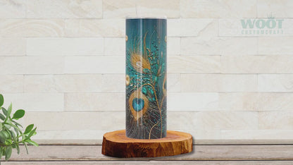 Personalized Peacock Tumbler - Custom Embroidered Travel Cup for Peacock Lovers