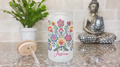 Personalized Floral Mom Tumbler - Custom Mothers Day Gift for Iced Coffee