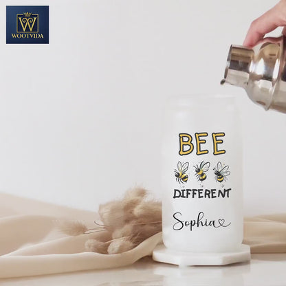 Personalized Bee Glass Tumbler - Custom Iced Coffee Cup for Bee Lovers