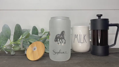 Personalized Frosted Horse Tumbler - Custom Iced Coffee Cup for Equine Lovers
